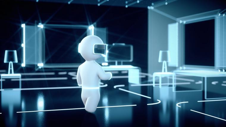 Minion moving through a virtual building JPEG